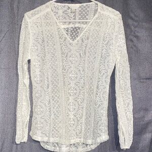 Adiva White Lace Long Sleeve Blouse